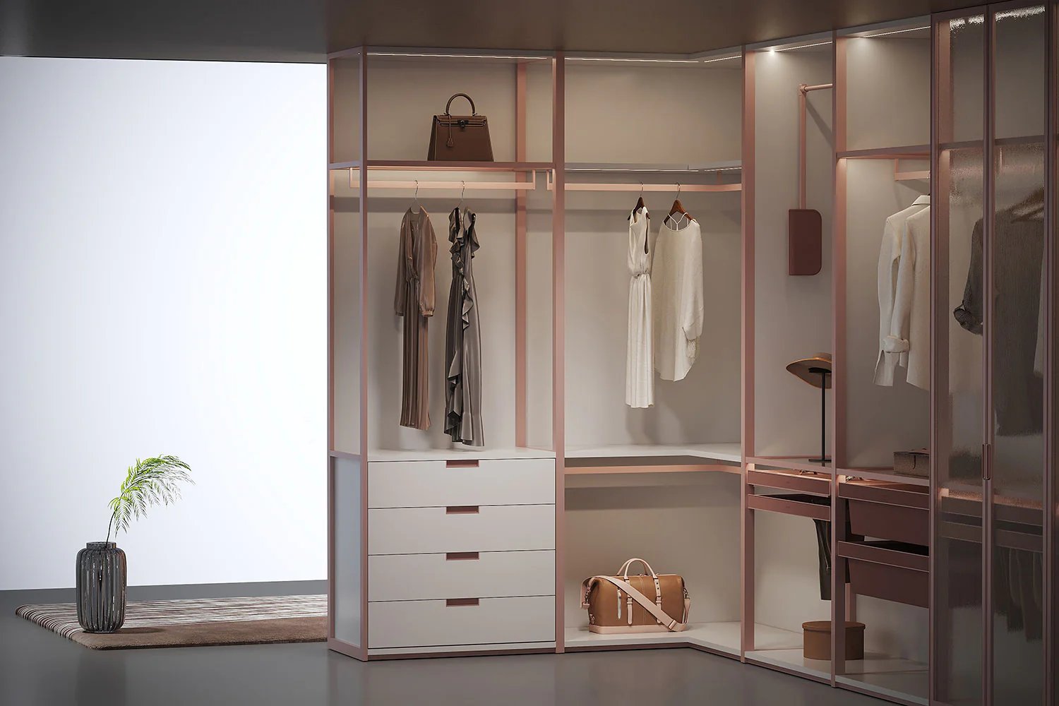 Frame Wood Closet Rose Champagne